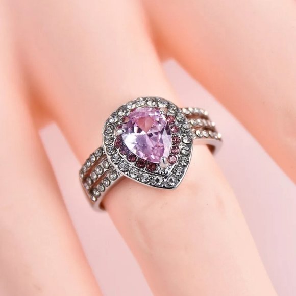 New 925 silver gorgeous pink sapphire ladies ring - Picture 4 of 4